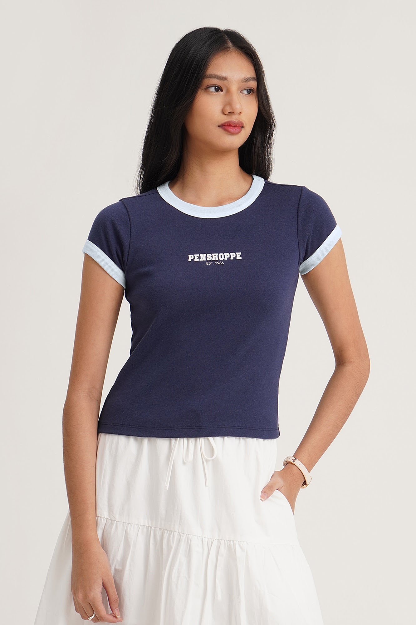 Penshoppe Slim Fit Ringer Graphic T-Shirt