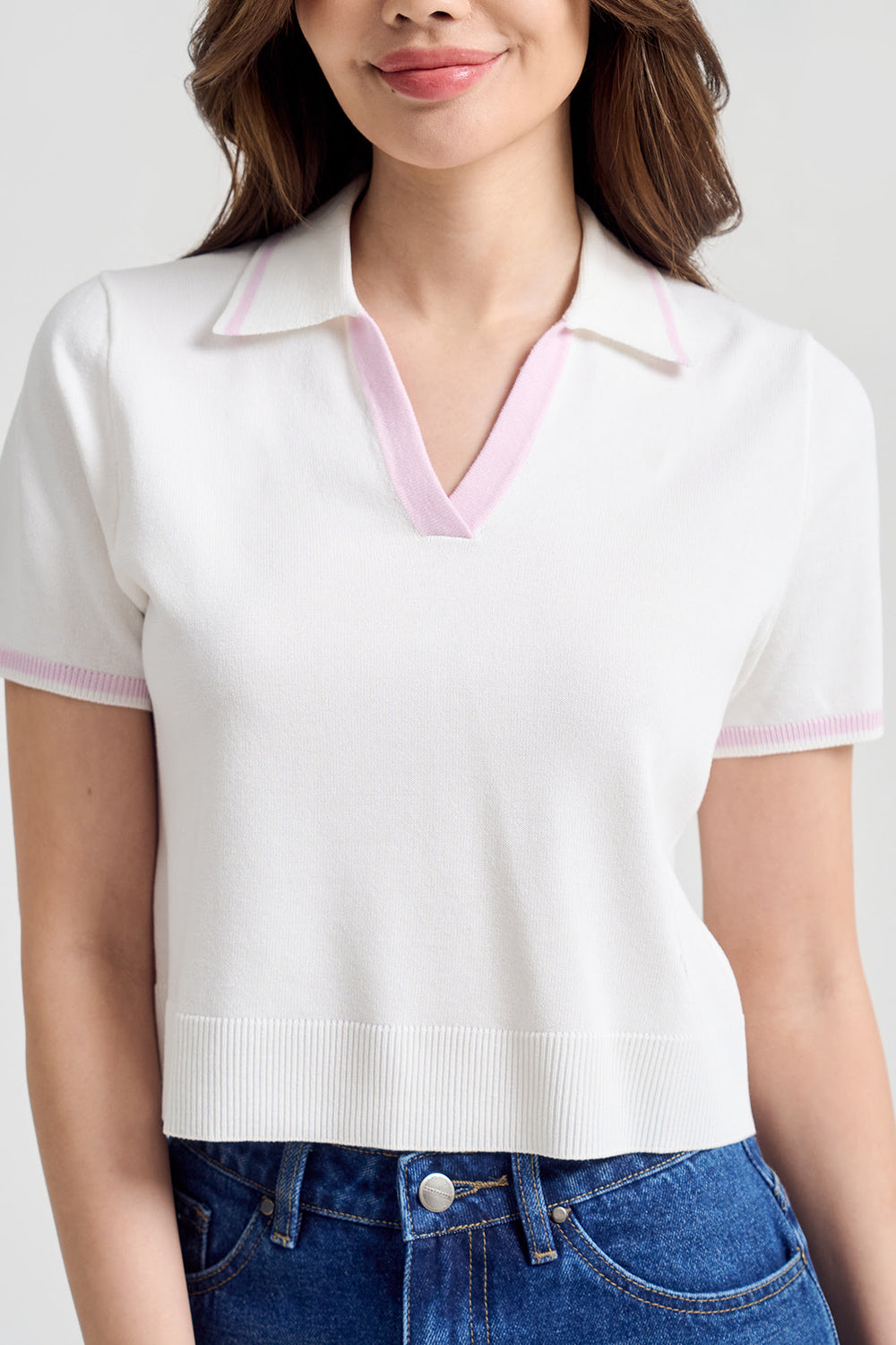 Relaxed Fit Flat Knit Polo with Branding