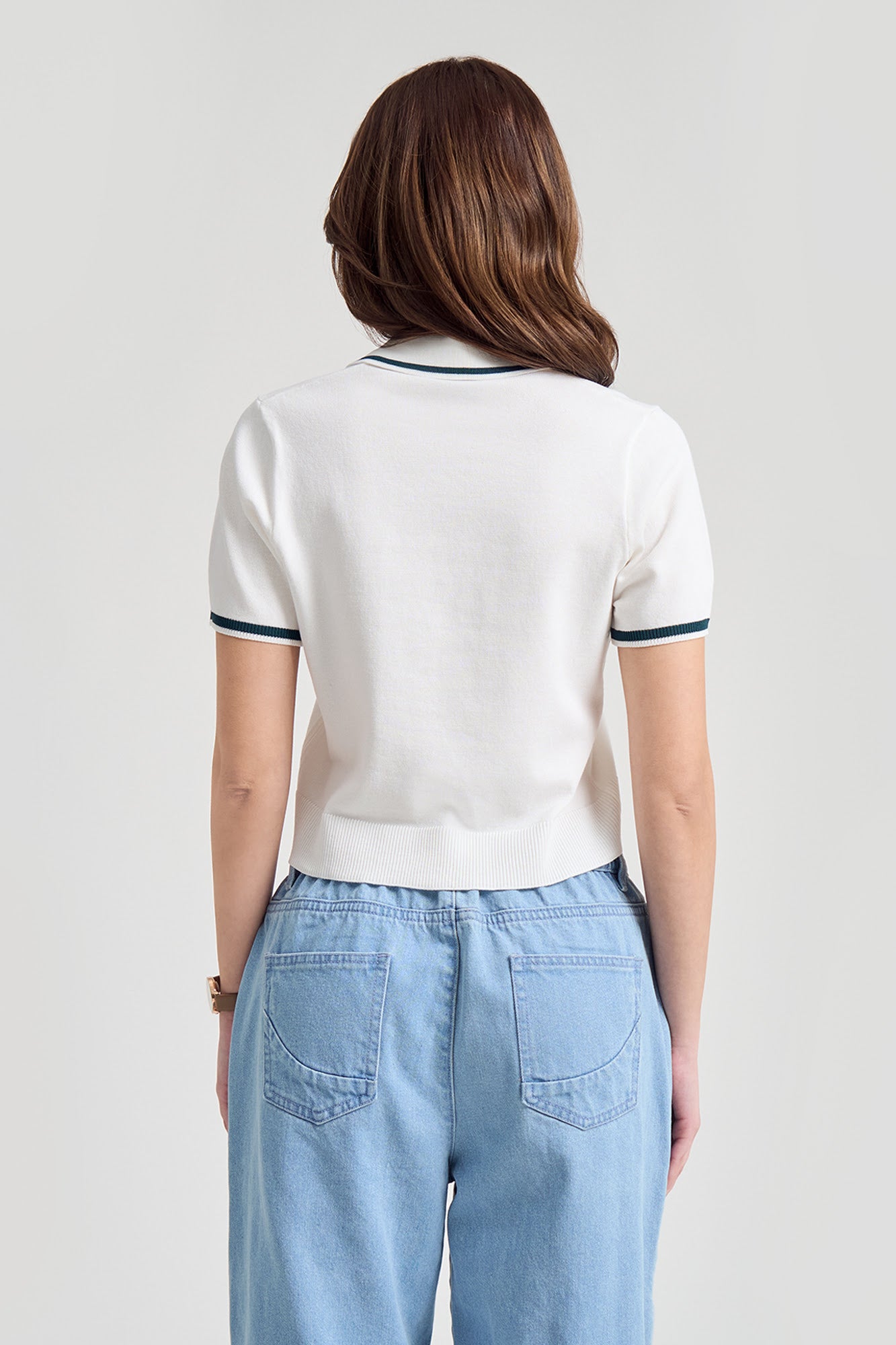 Relaxed Fit Flat Knit Polo with Branding