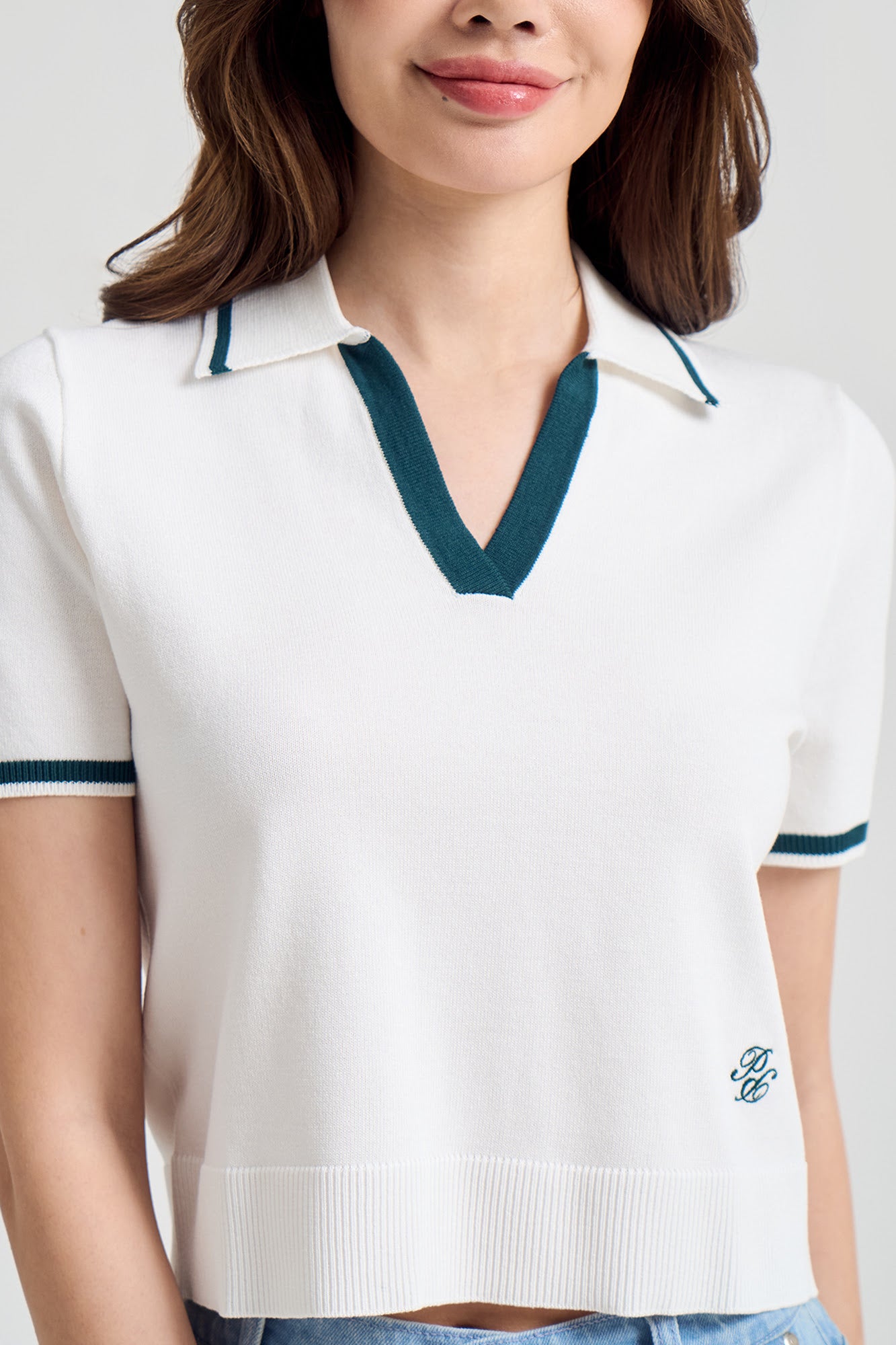 Relaxed Fit Flat Knit Polo with Branding