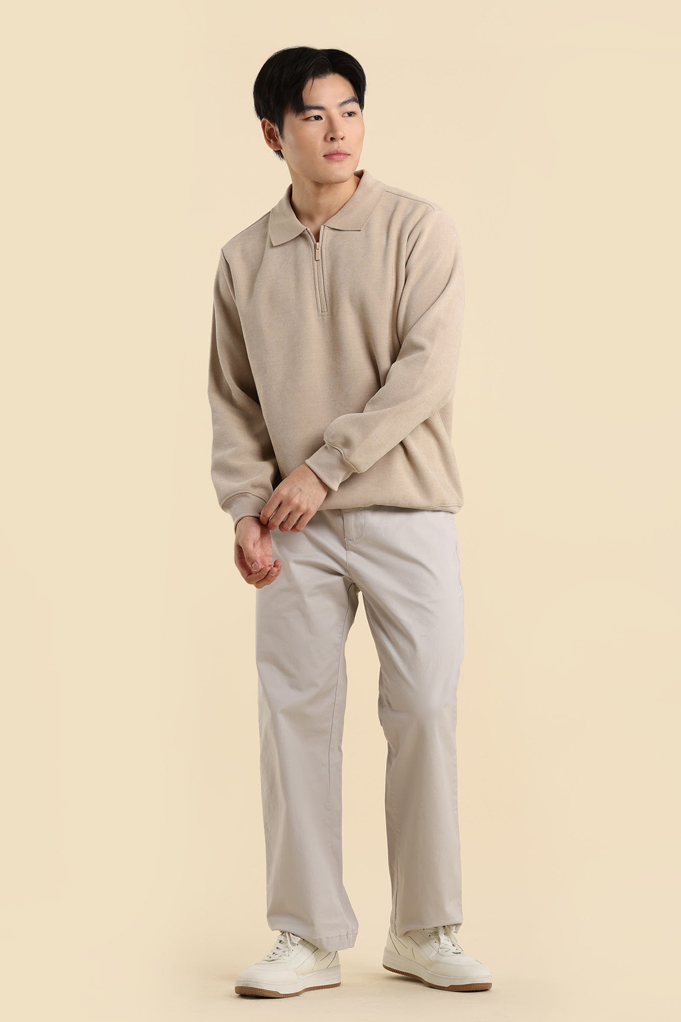 Dress Code Relaxed Textured Half Zip Sweatshirt