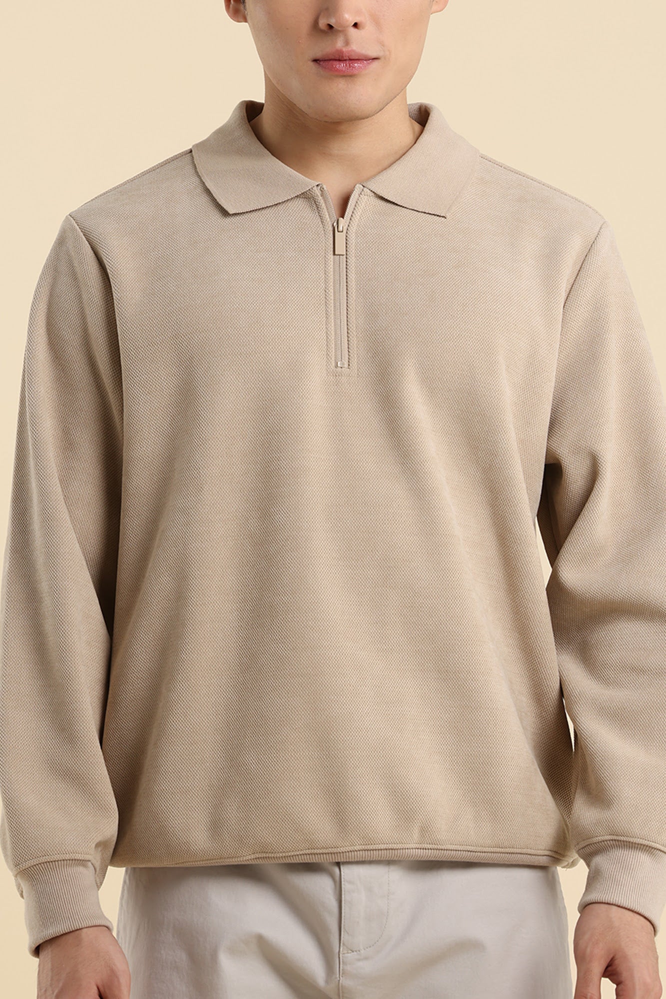 Dress Code Relaxed Textured Half Zip Sweatshirt