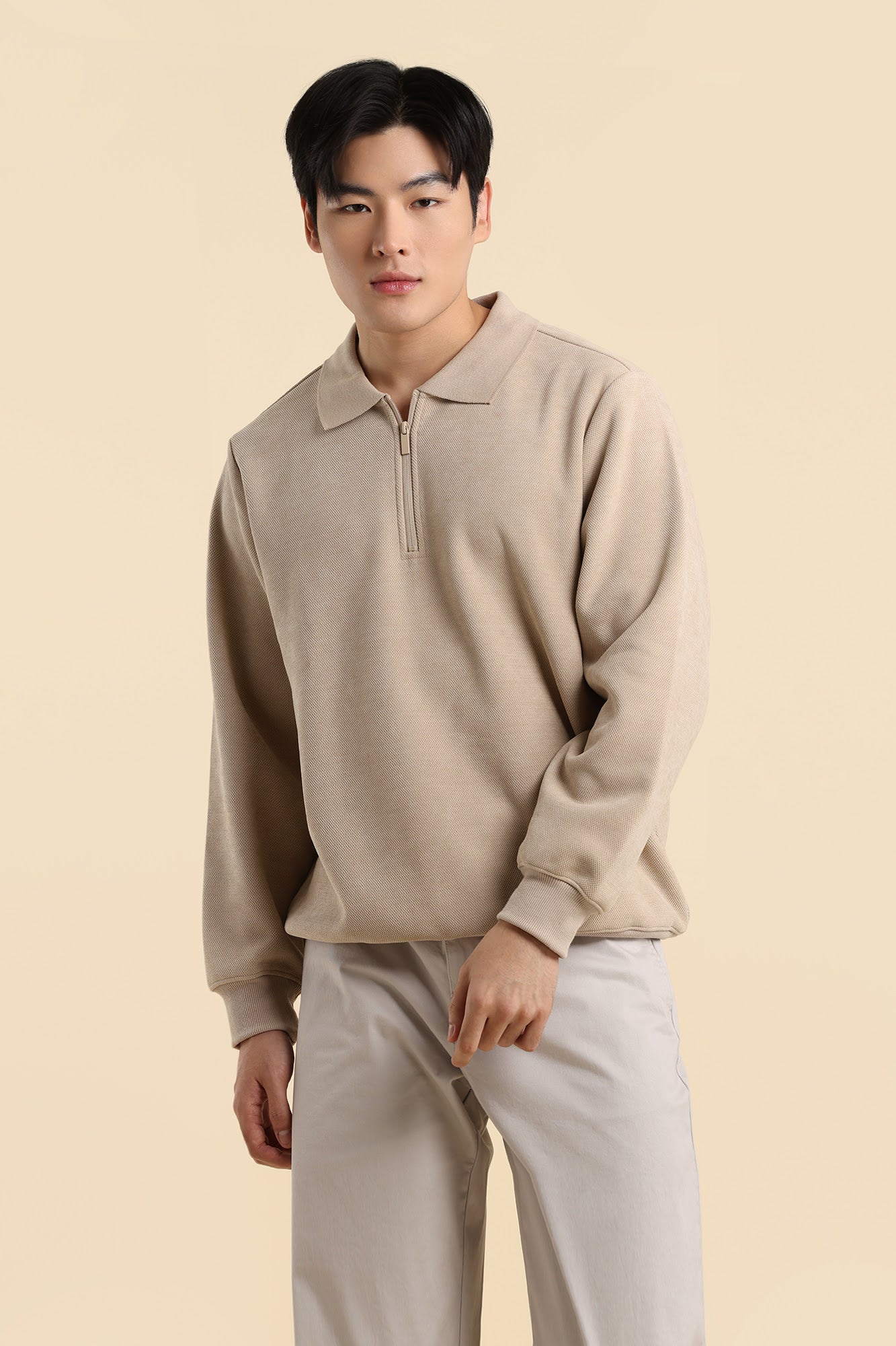 Dress Code Relaxed Textured Half Zip Sweatshirt