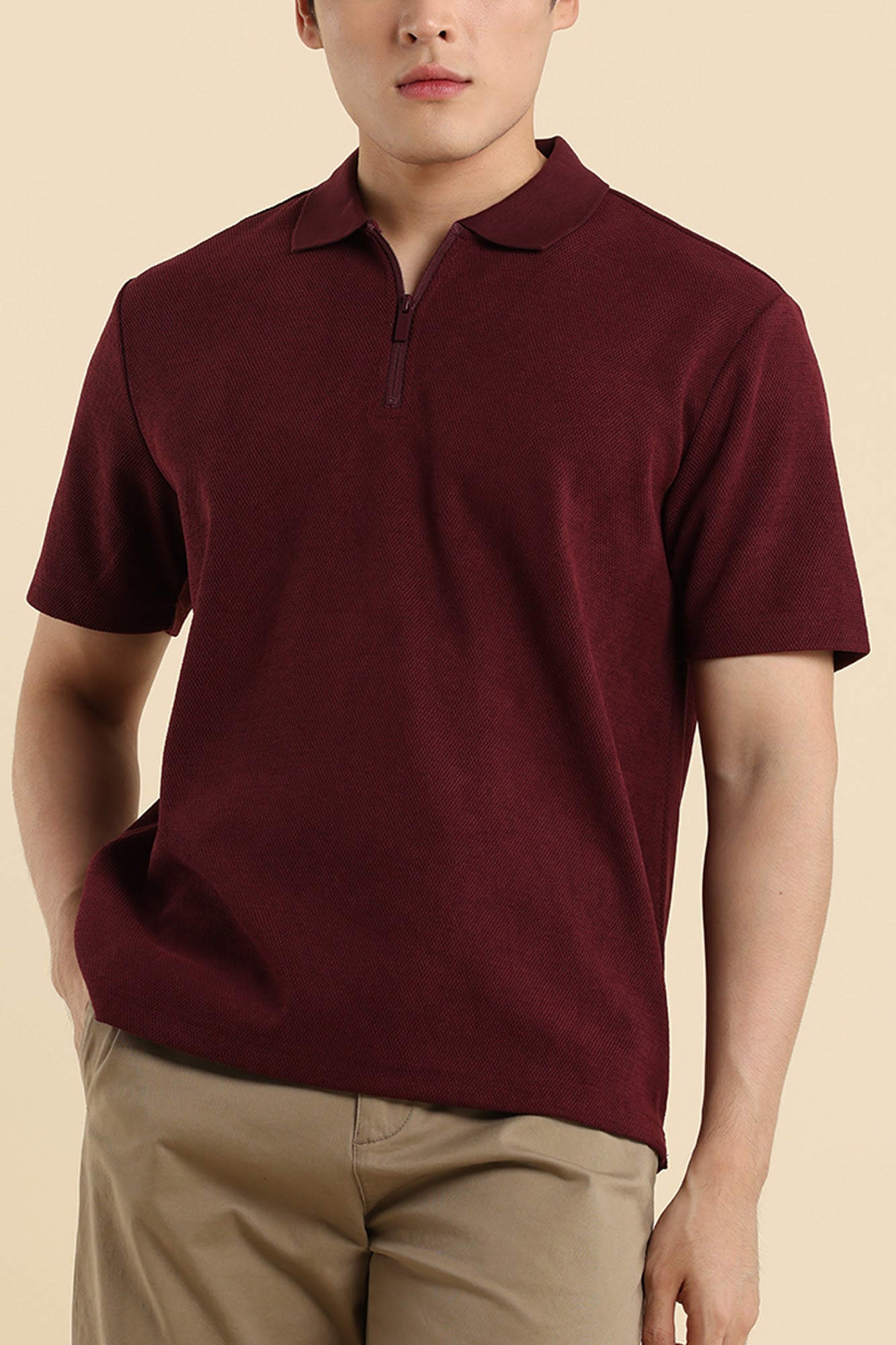 Dress Code Textured Half Zip Polo