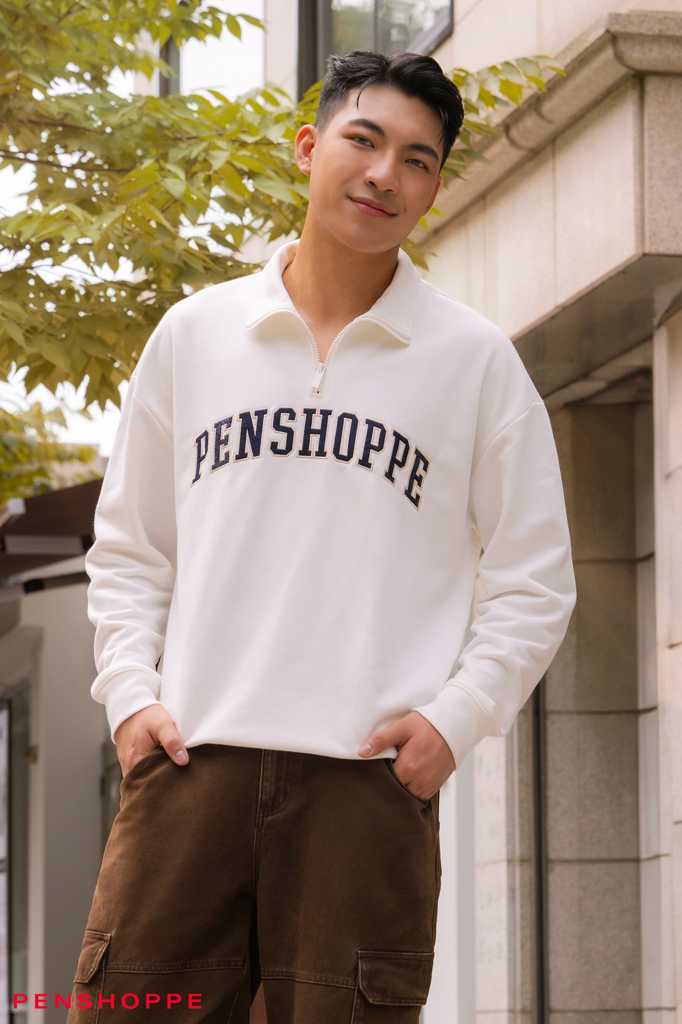 Relaxed Fit Half Zip Pullover Sweater