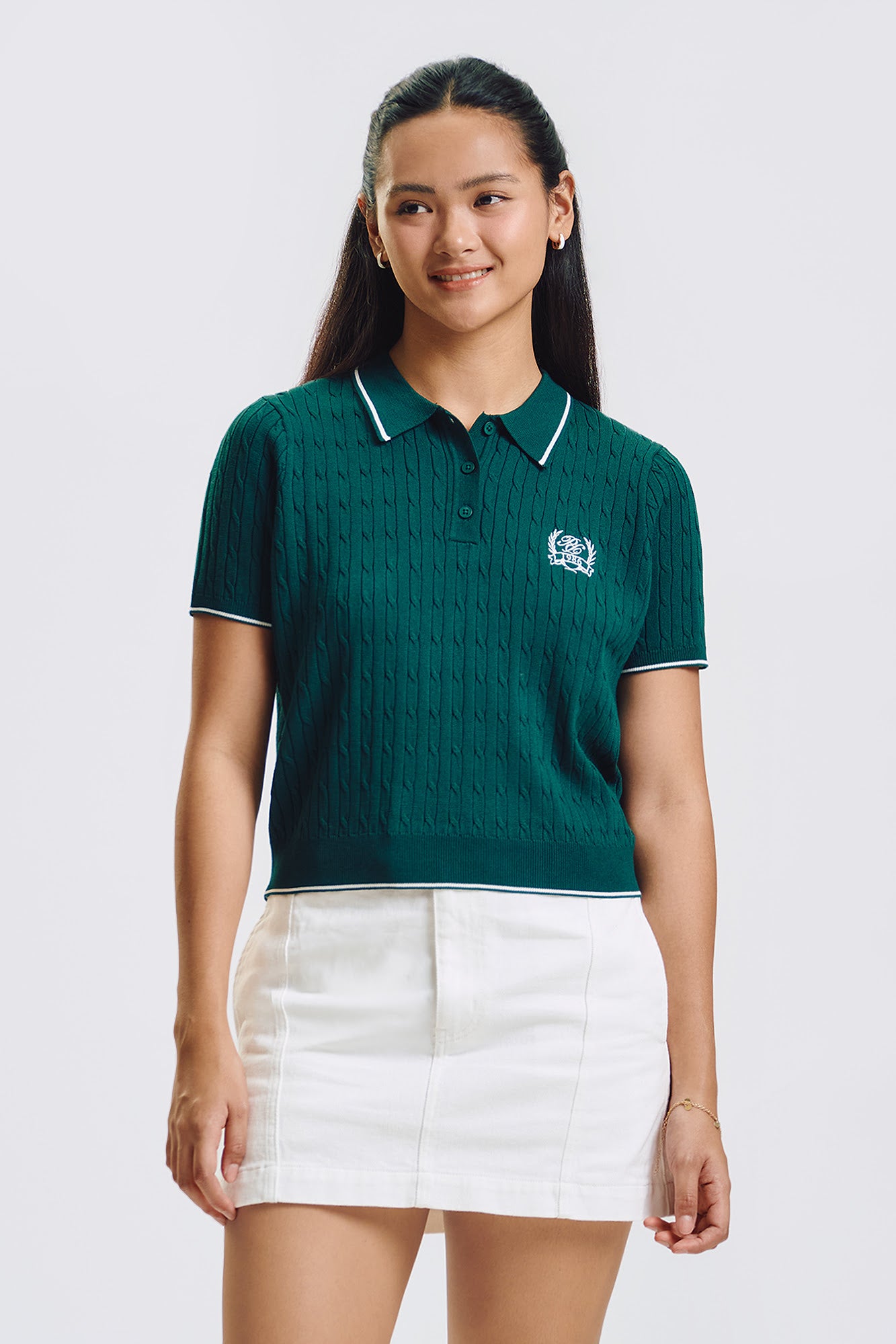 Relaxed Cable Knit Polo – PENSHOPPE