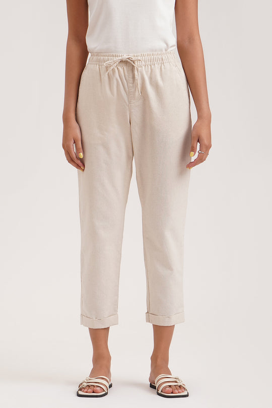 Chic Fit Linen Pull-On Pants