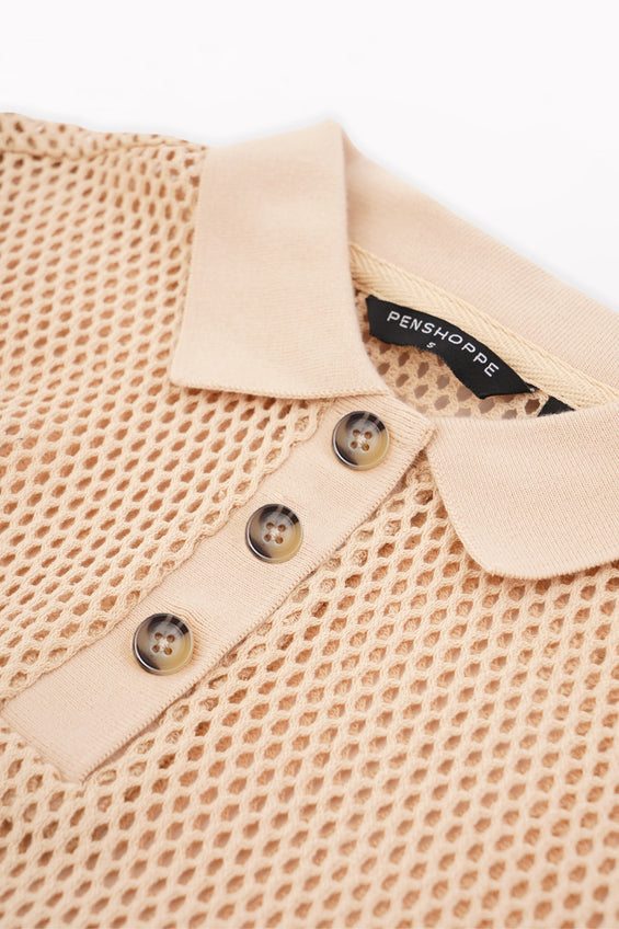 Semi Cropped Crochet Polo