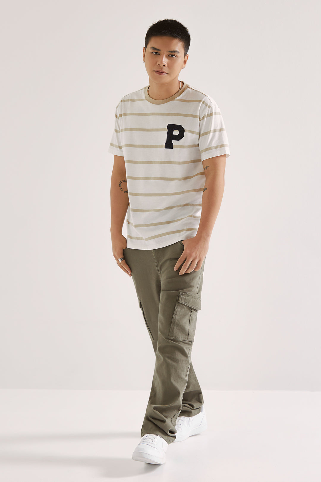 Relaxed Fit Striped T-shirt with Patch