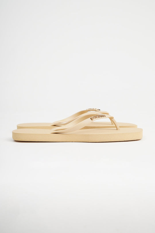 Women's Square Flip Flops with Metal Branding