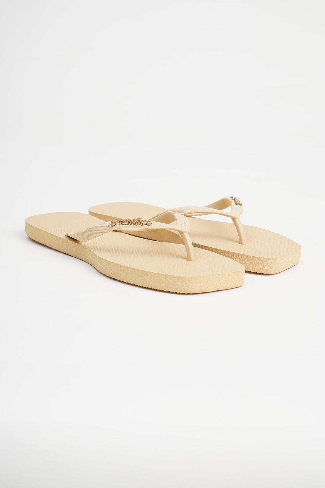 Women's Square Flip Flops with Metal Branding