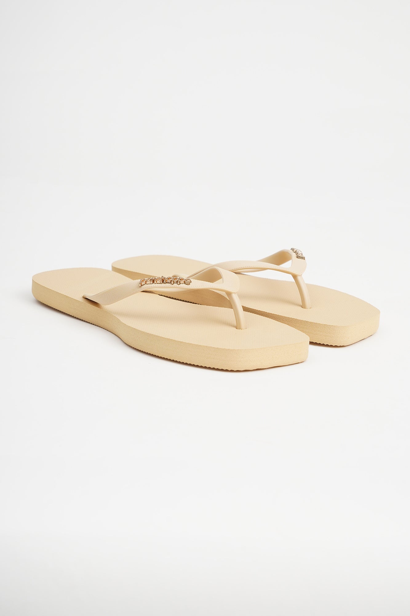 Women's Square Flip Flops with Metal Branding