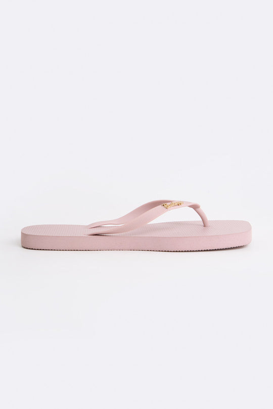 Women's Square Flip Flops with Metal Branding