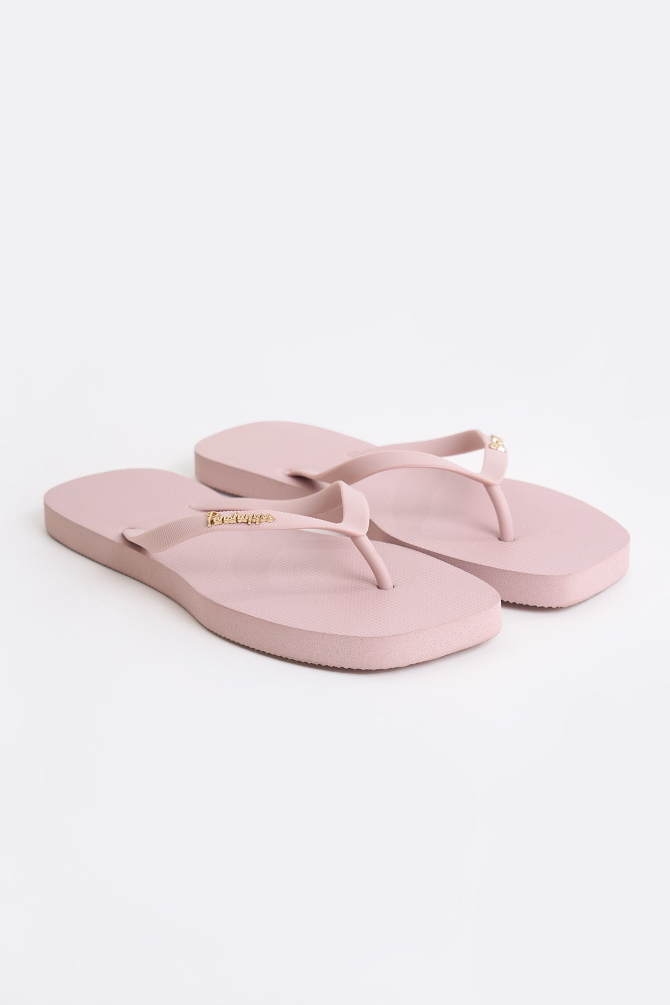 Women's Square Flip Flops with Metal Branding