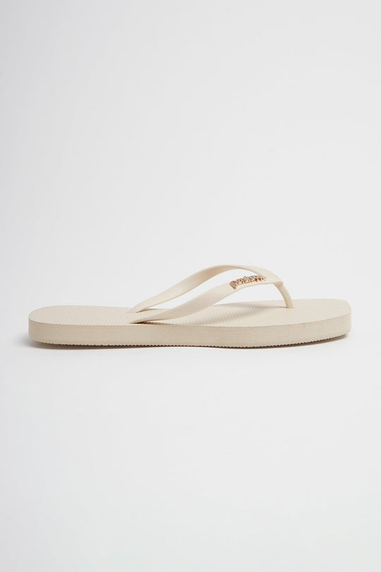 Women's Square Flip Flops with Metal Branding