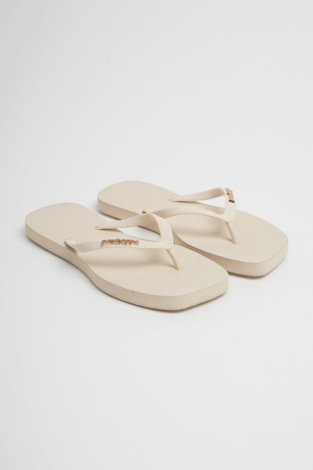 Women's Square Flip Flops with Metal Branding