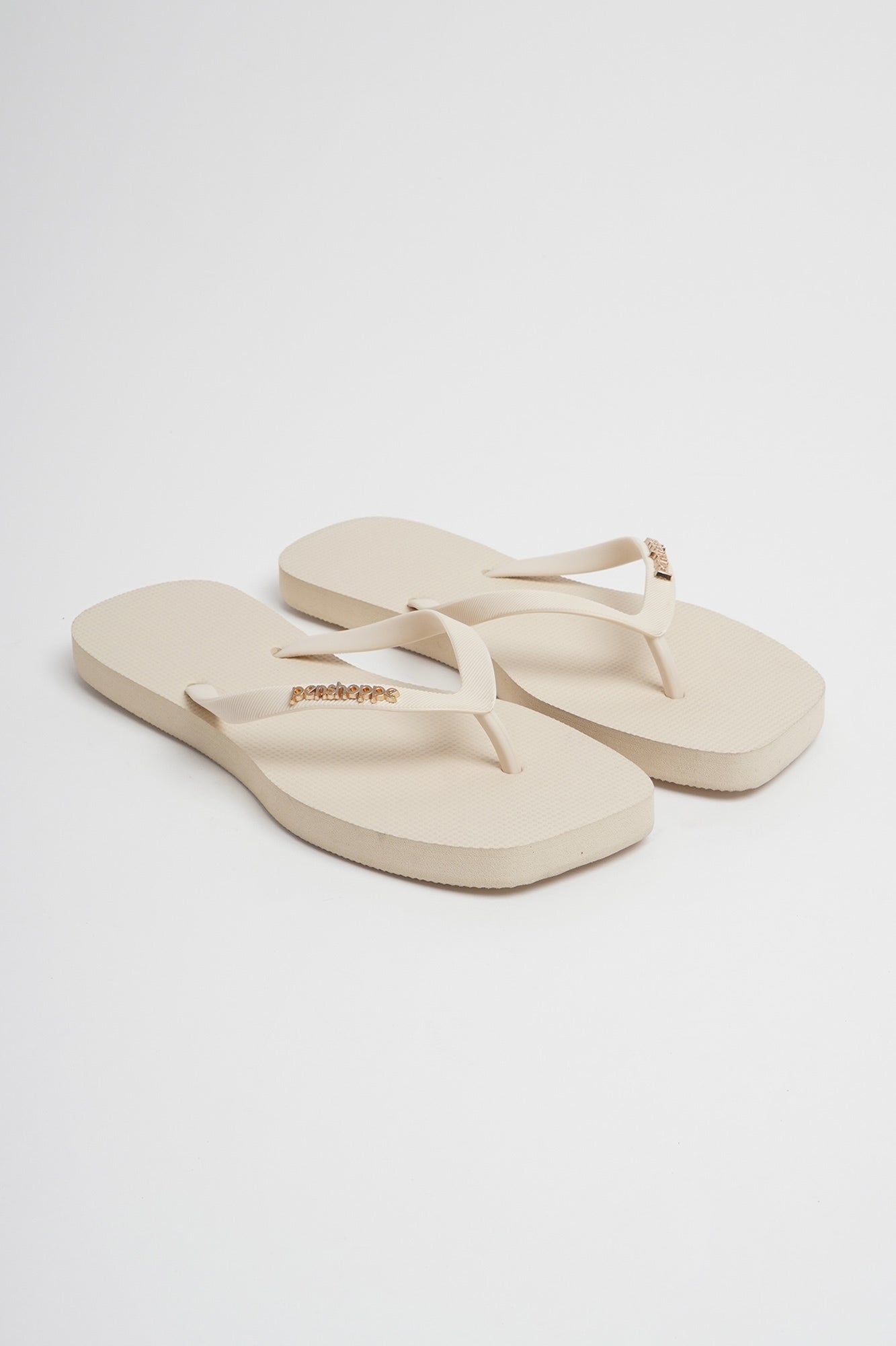 Women's Square Flip Flops with Metal Branding