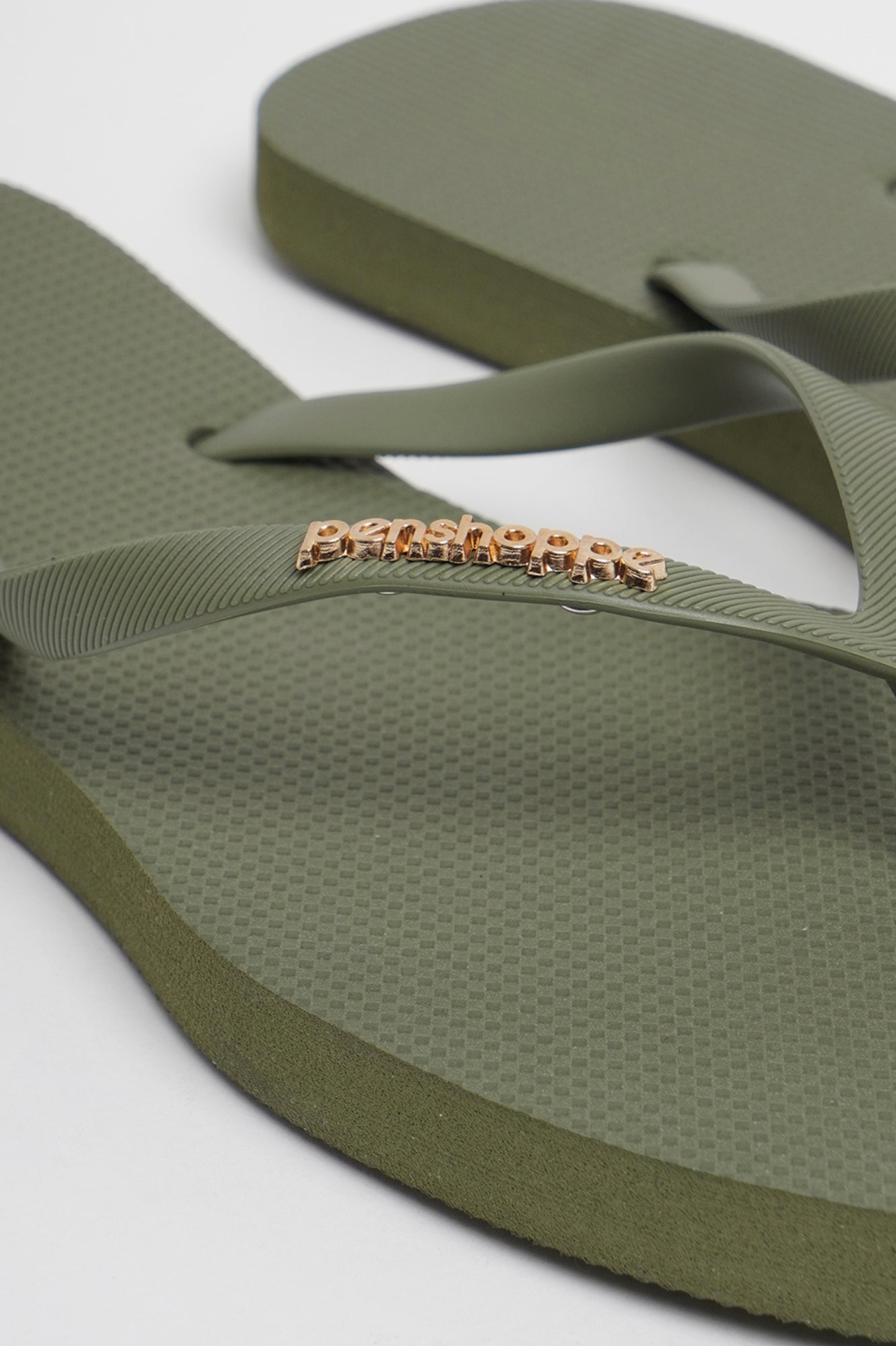 Women's Square Flip Flops with Metal Branding