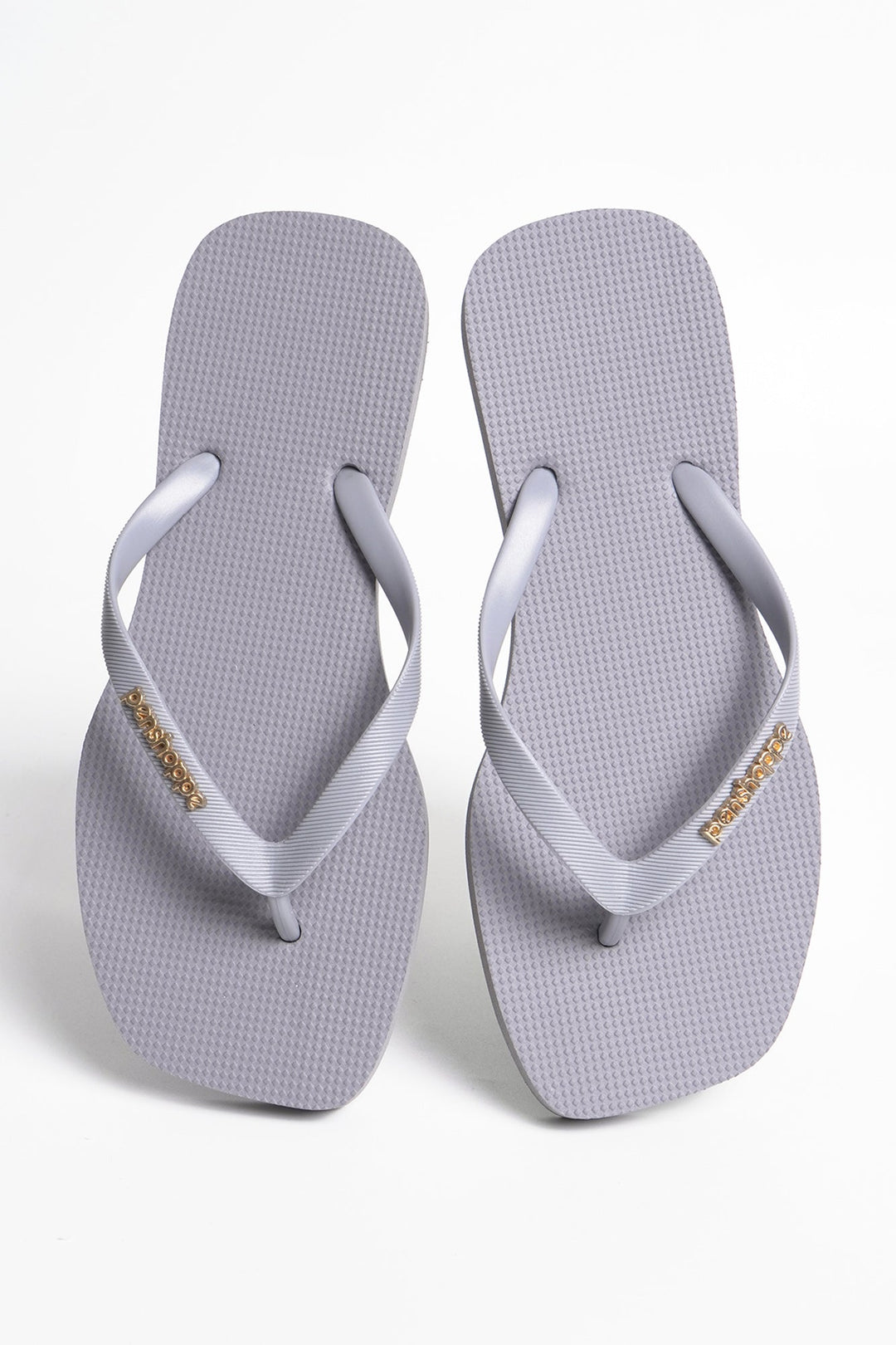Women's Square Flip Flops with Metal Branding