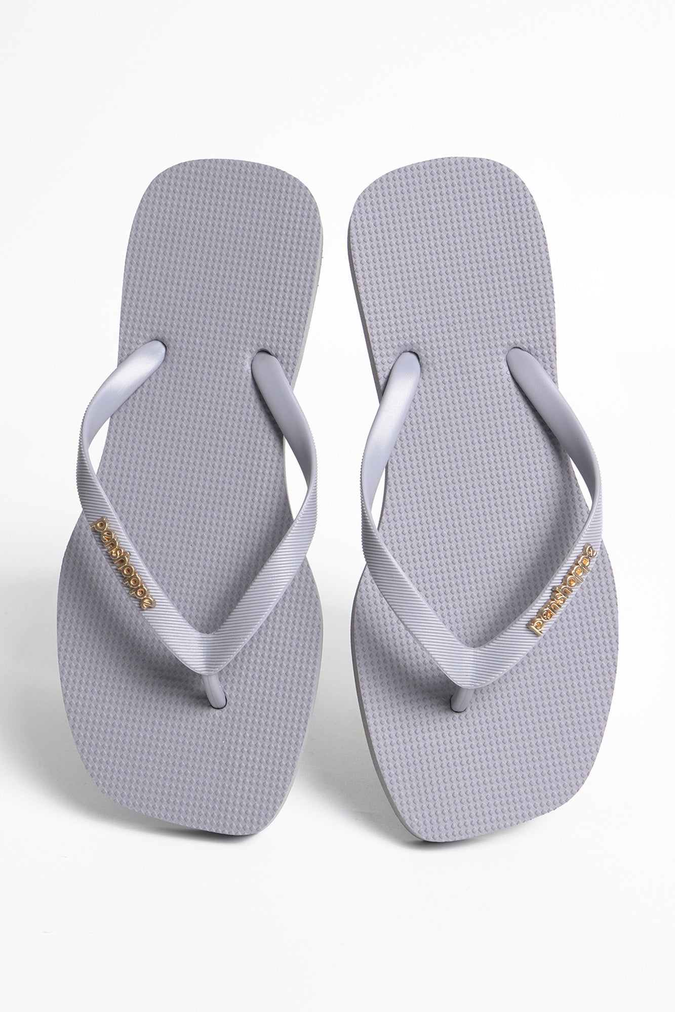 Women's Square Flip Flops with Metal Branding