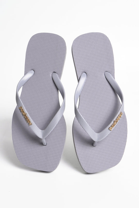 Women's Square Flip Flops with Metal Branding