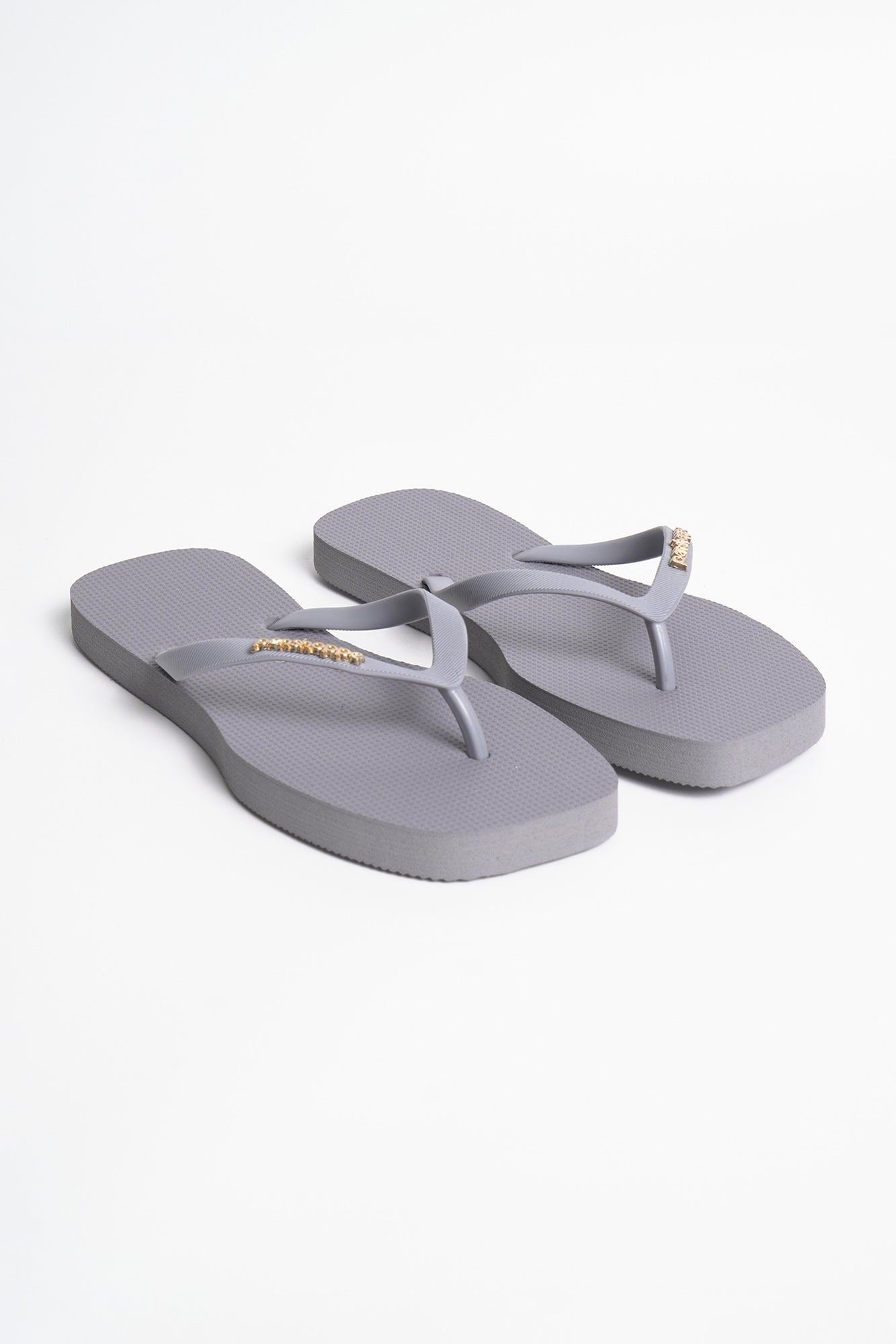 Women's Square Flip Flops with Metal Branding