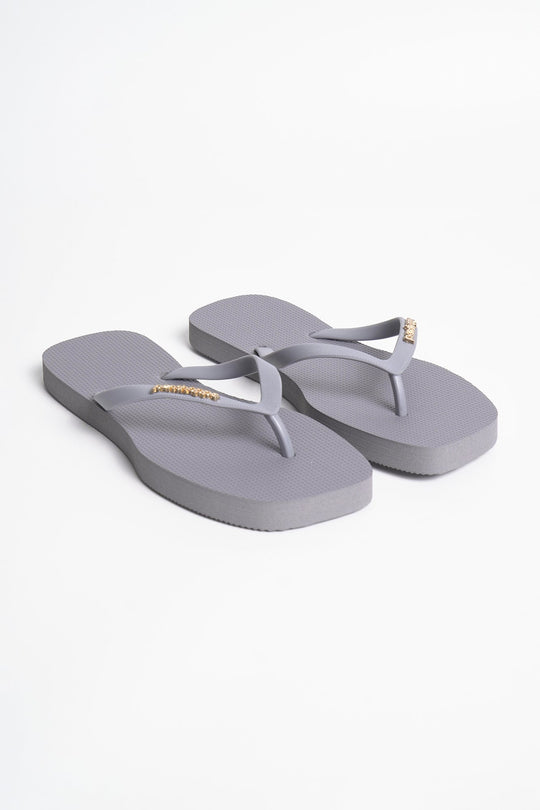 Women's Square Flip Flops with Metal Branding
