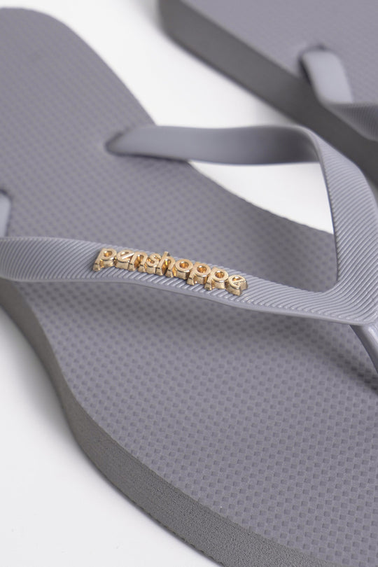 Women's Square Flip Flops with Metal Branding