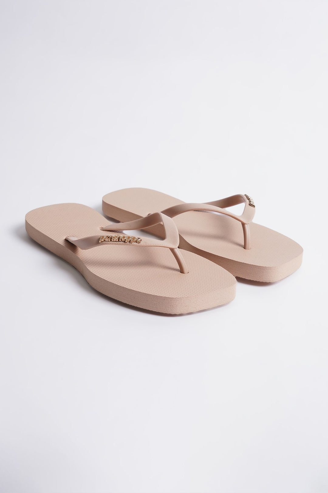 Women's Square Flip Flops with Metal Branding