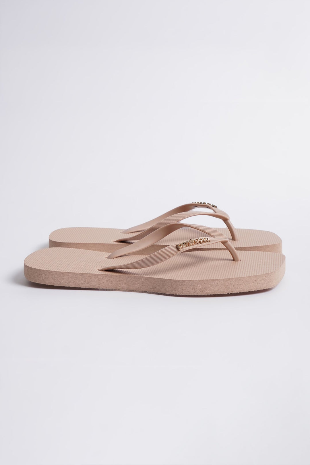 Women's Square Flip Flops with Metal Branding