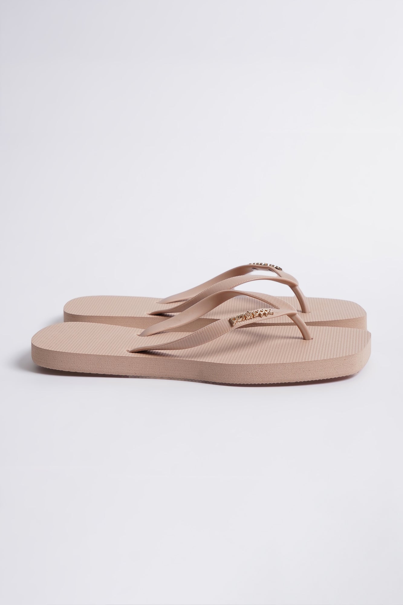 Women's Square Flip Flops with Metal Branding