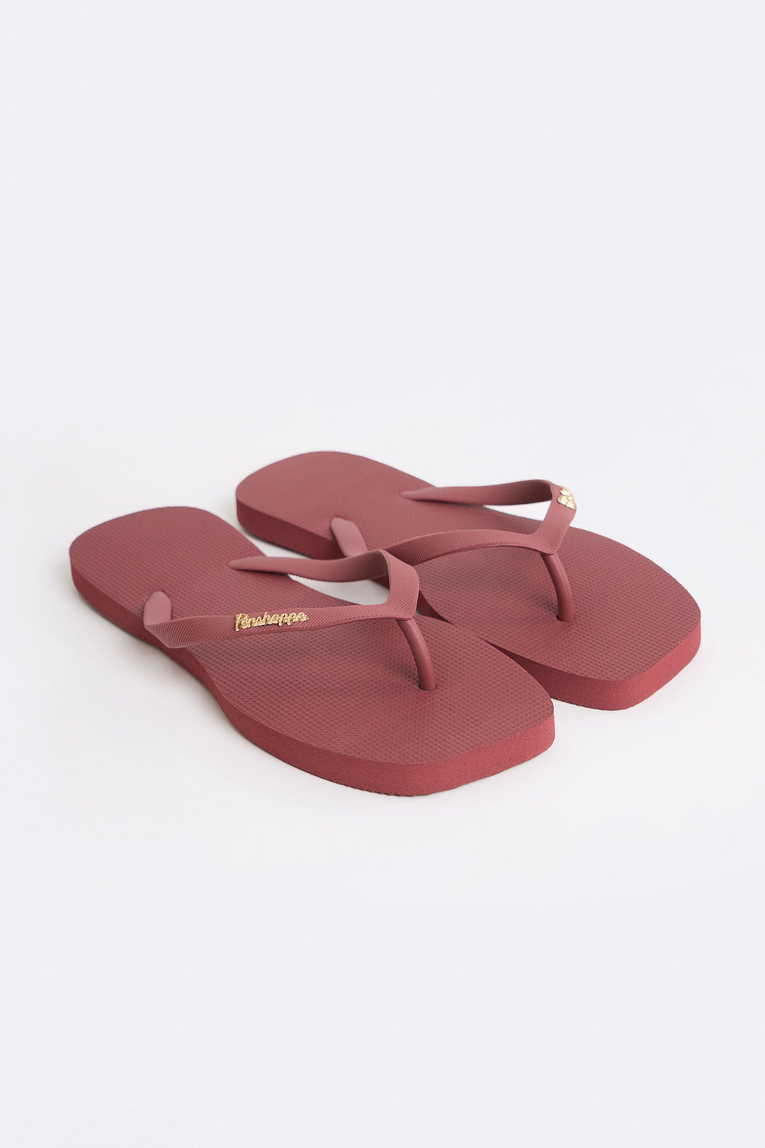 Women's Square Flip Flops with Metal Branding