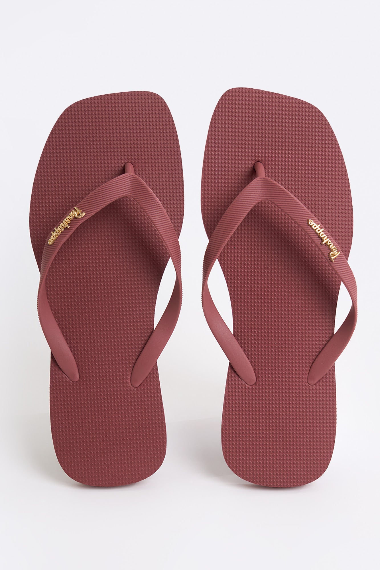 Women's Square Flip Flops with Metal Branding