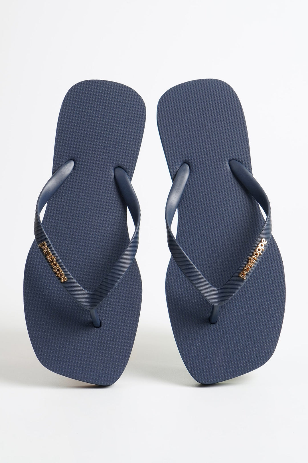 Women's Square Flip Flops with Metal Branding