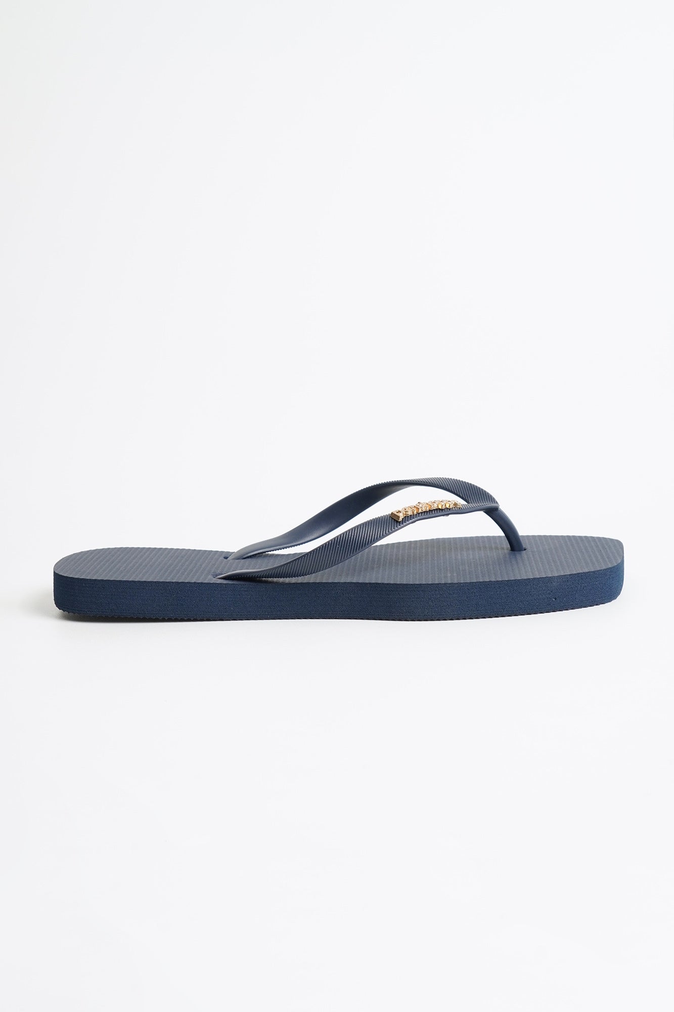 Women's Square Flip Flops with Metal Branding