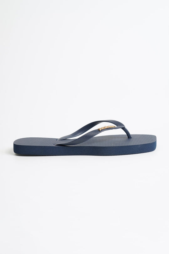 Women's Square Flip Flops with Metal Branding