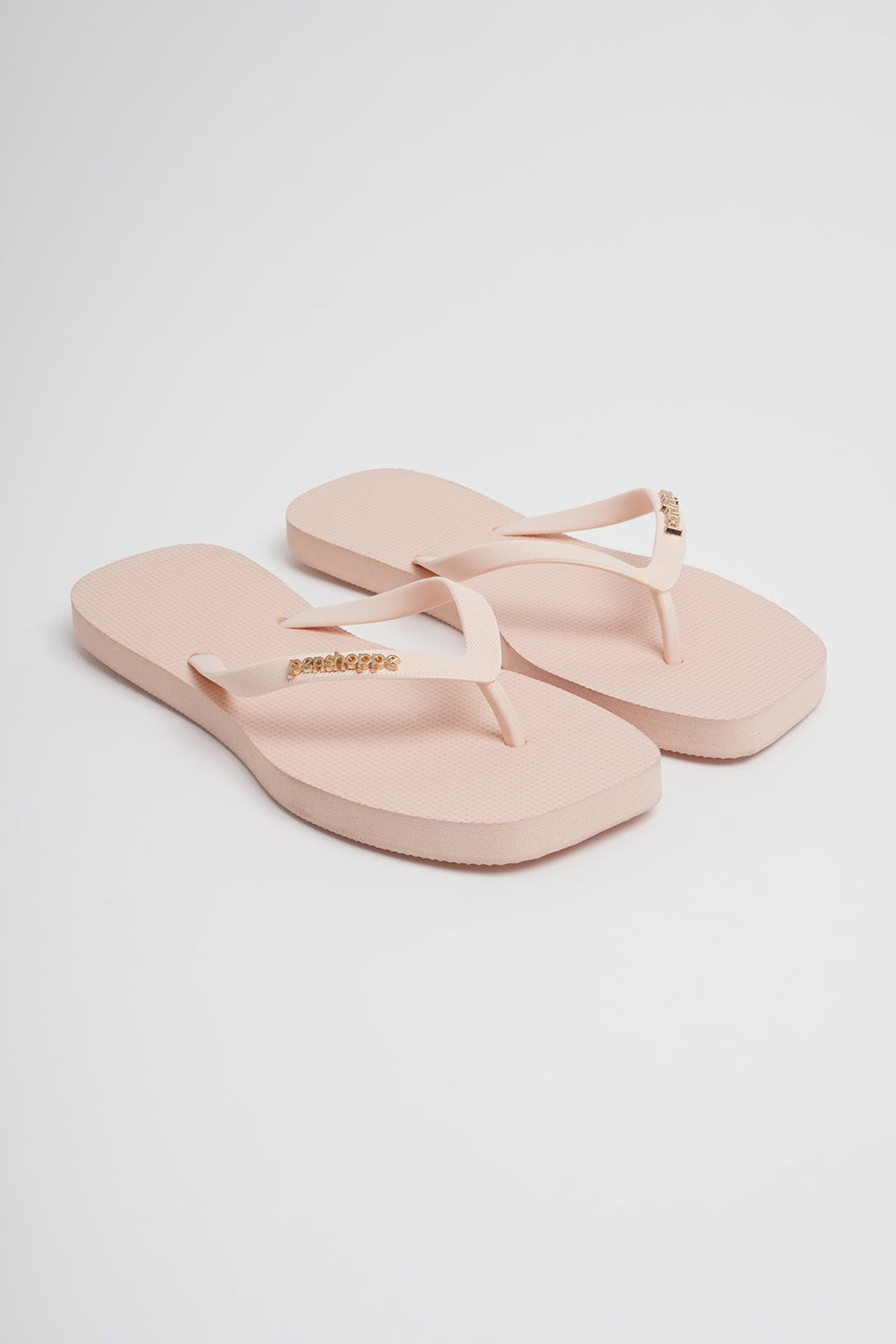 Women's Square Flip Flops with Metal Branding