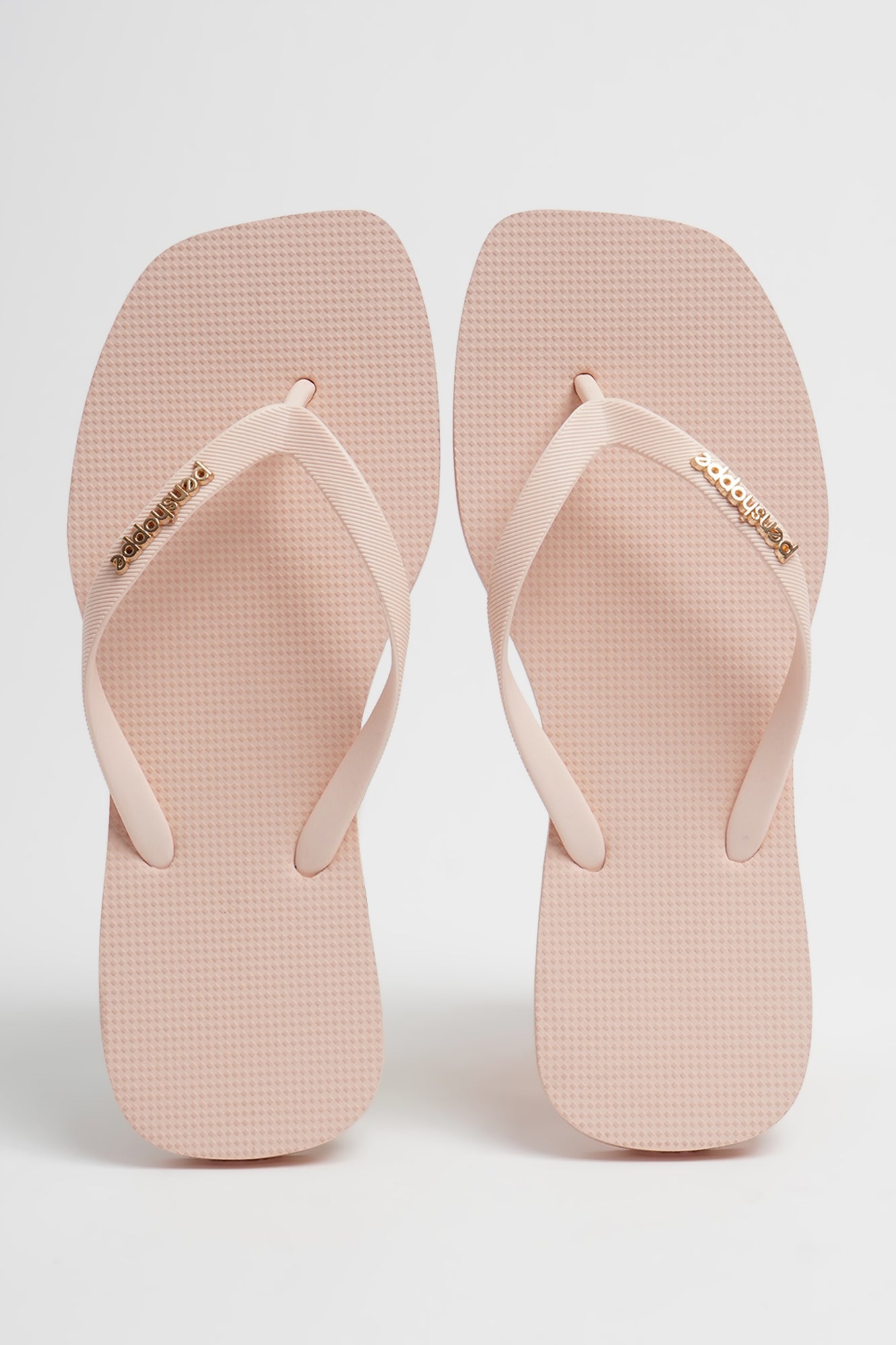 Women's Square Flip Flops with Metal Branding