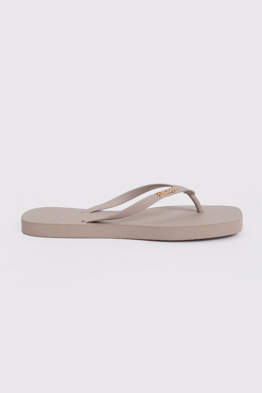 Women's Square Flip Flops with Metal Branding