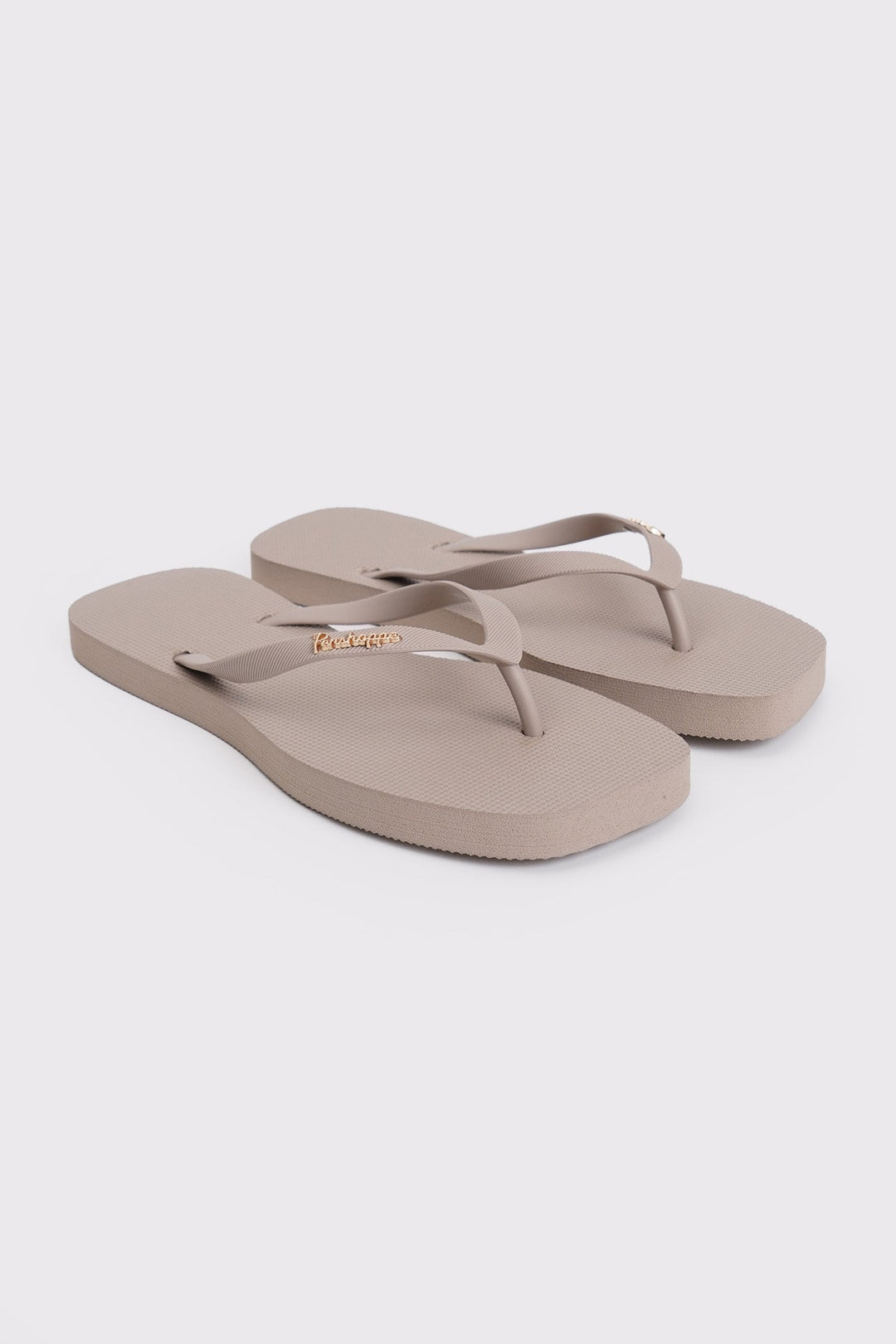 Women's Square Flip Flops with Metal Branding