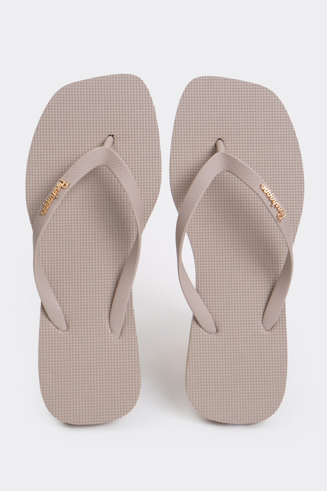 Women's Square Flip Flops with Metal Branding