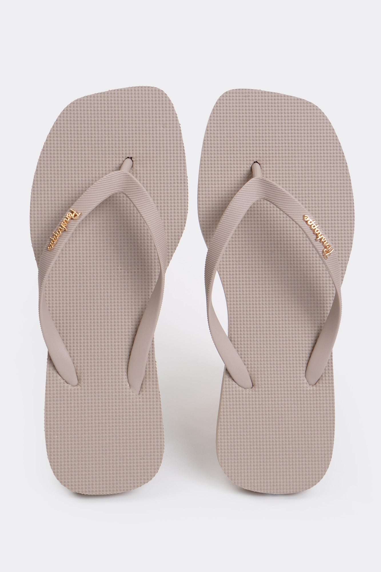 Women's Square Flip Flops with Metal Branding