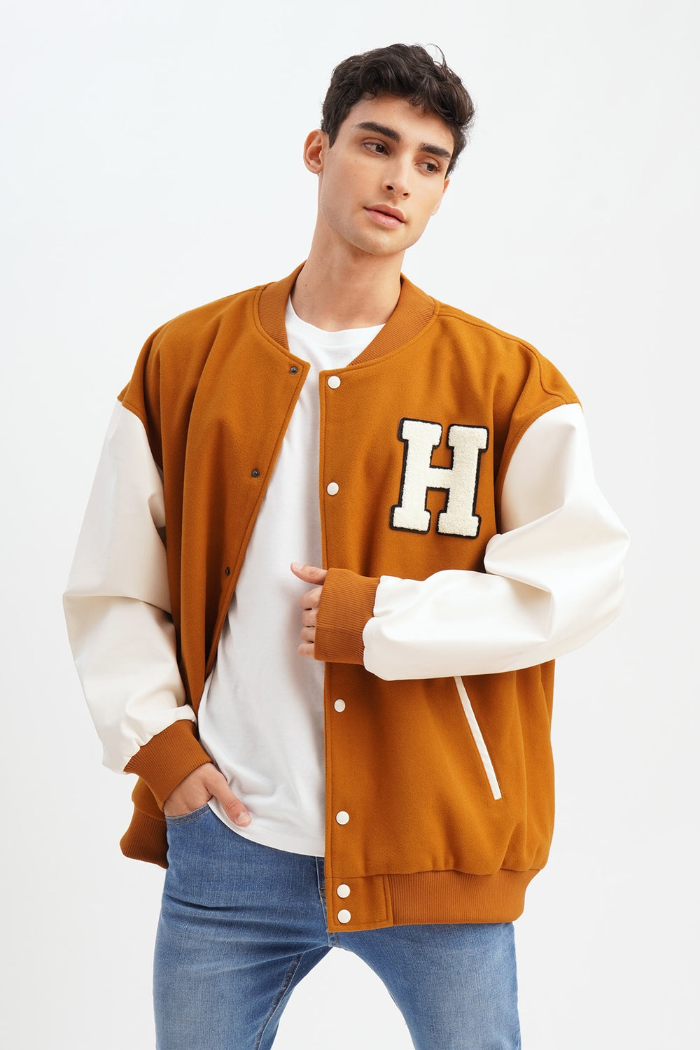Unisex Varsity Jacket with H Patch