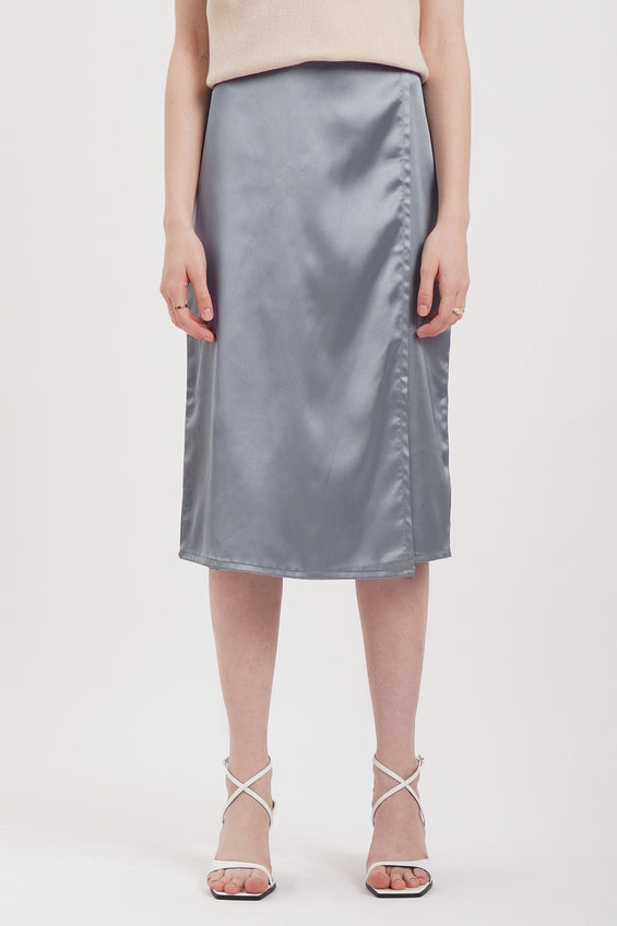 Overlap Satin Skirt