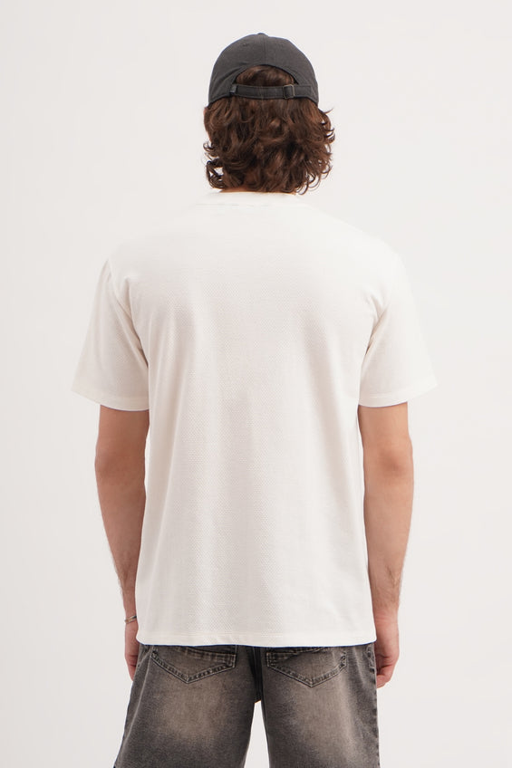 Relaxed Fit Textured Knit T-Shirt with Pocket