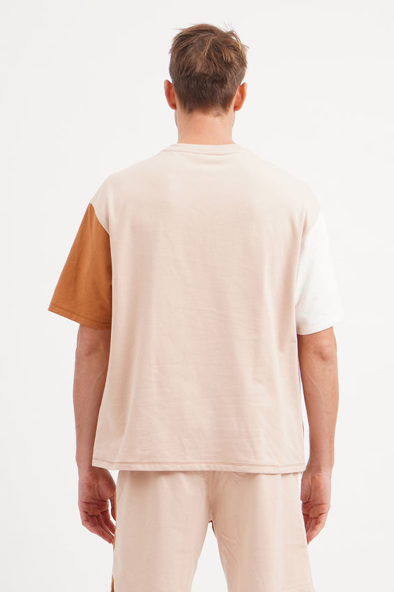 Oversized Fit T-Shirt with Wave Color Block