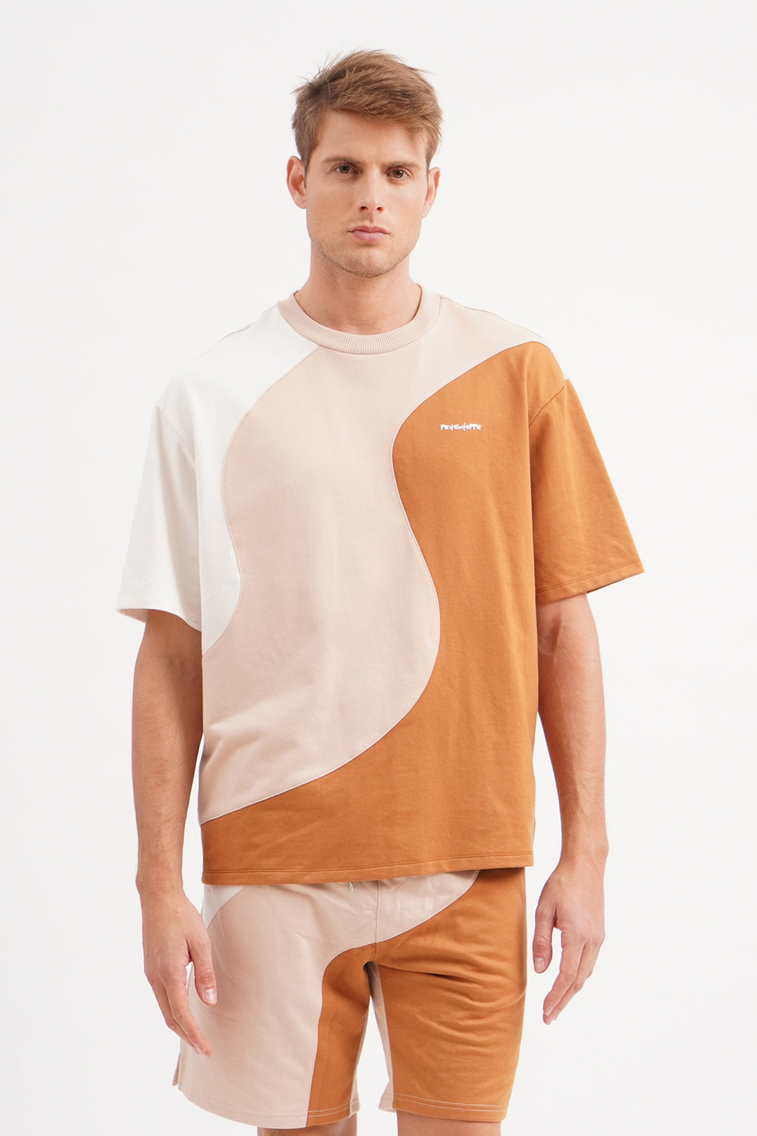 Oversized Fit T-Shirt with Wave Color Block