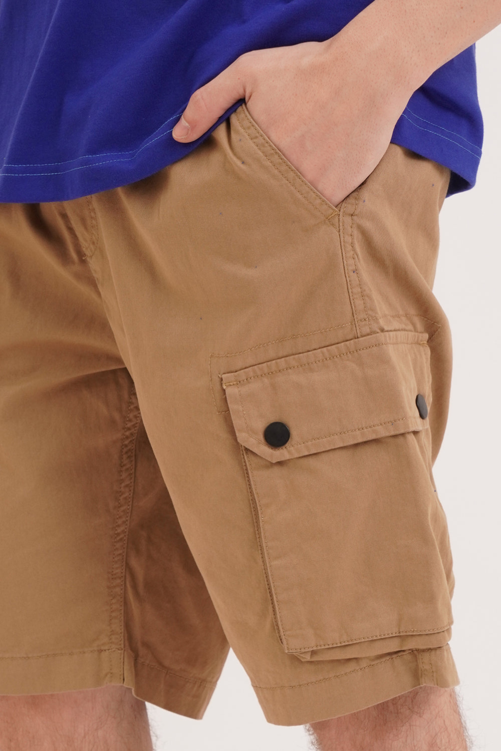 Regular Fit Cargo Shorts with Ribbed Waistband