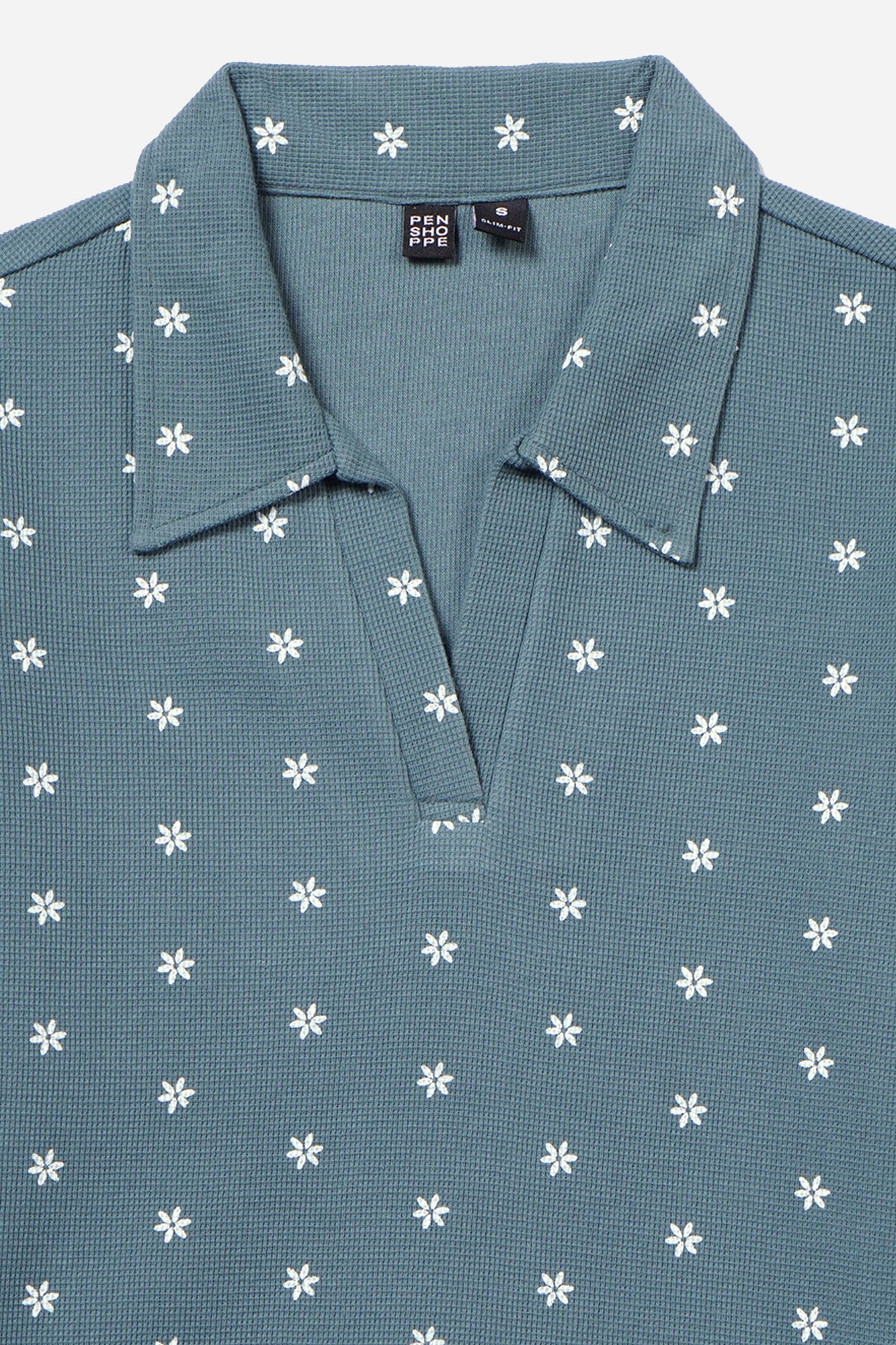 Floral All Over Print Waffle Knit Slim Fit Polo