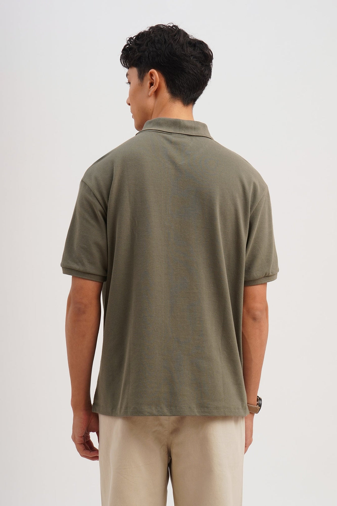 Relaxed Fit Polo with Crew Bear Patch Embroidery